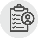 Icon: Klemmbrett mit Checkliste und Person – Mehr Handlungssicherheit
