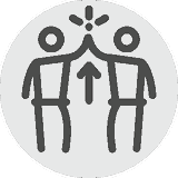Icon: zwei Personen beim High Five – Nachhaltiger Erfolg